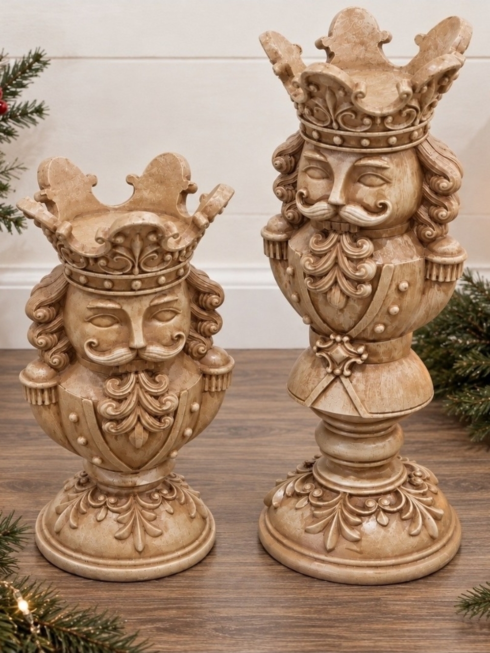 Nutcracker Bust Pillar Candle Holders Set of 2 Christmas Decor Holiday Time